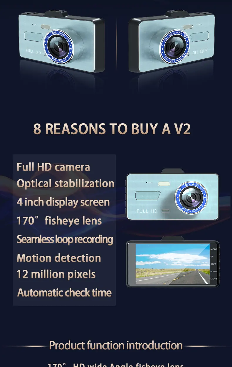 New Dash cam Driving Recorder  Dual Lens CAR DVR FHD1080P Touch Screen With Backup Rear Camera Registrar Car Video Recorder