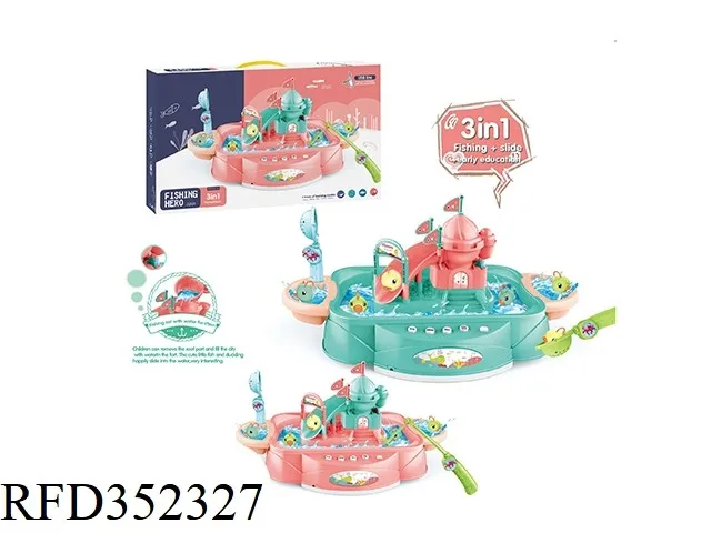 New Design 2 In 1 Cartoon Slide Penguin Game B O Fishing Toy