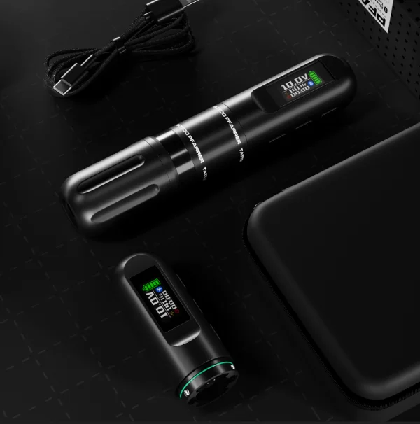 New Pfarrer Professional Wireless Rotary Tattoo Pen Dual Batteries Wireless Tattoo Machine Gun