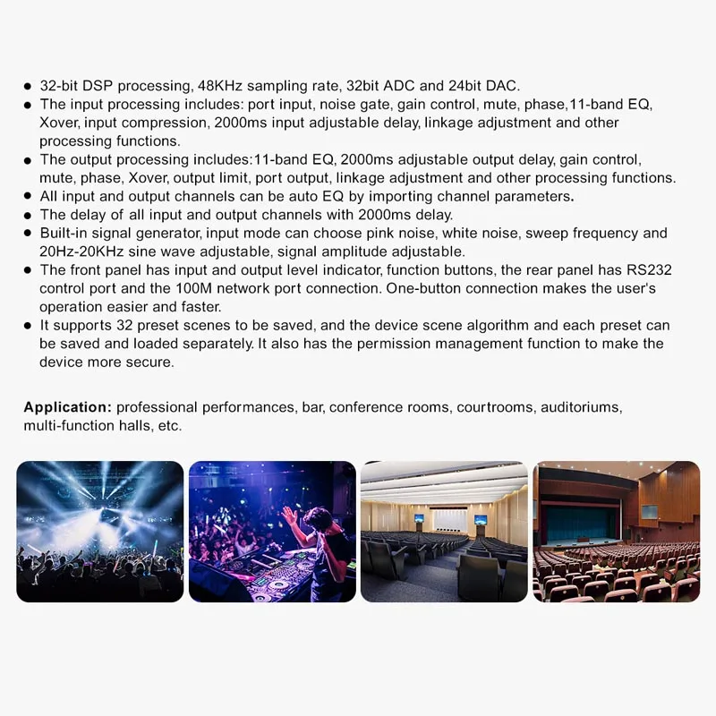 4 in 8 out audio Processor Product Sound System dsp audio processor  Professional Audio