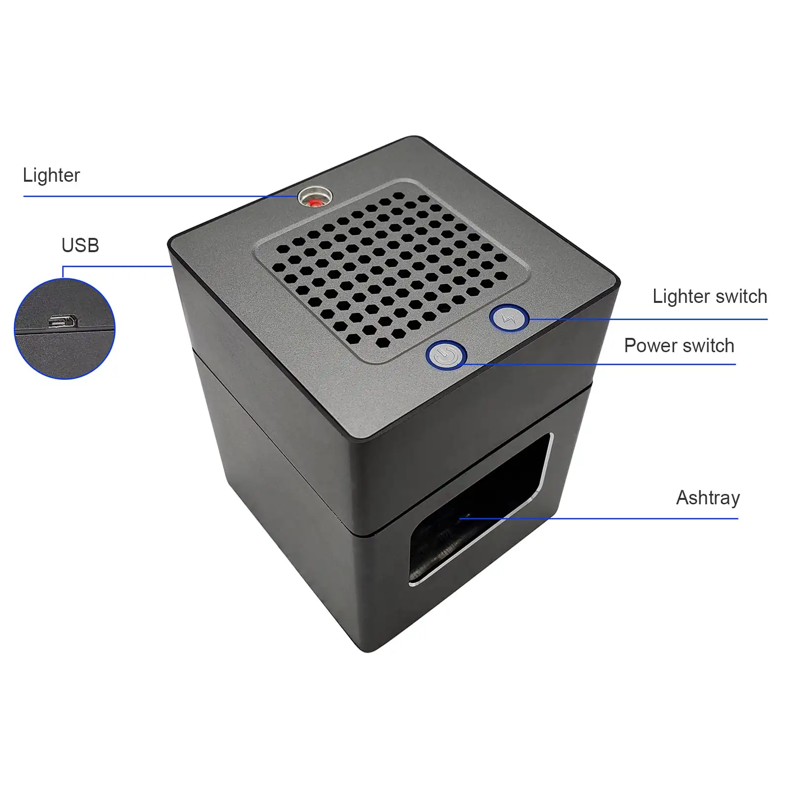 Office Room Car Desktop Portable USB Electric Smokeless Ashtray Air Purifier with Cigar Lighter For Absorbing Smoke