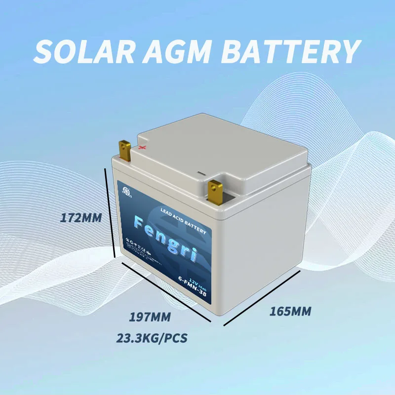 Fengri AGM 12V 38Ah Deep Cycle Solar Lead Acid Batteries For Electric Bicycles/Scooters