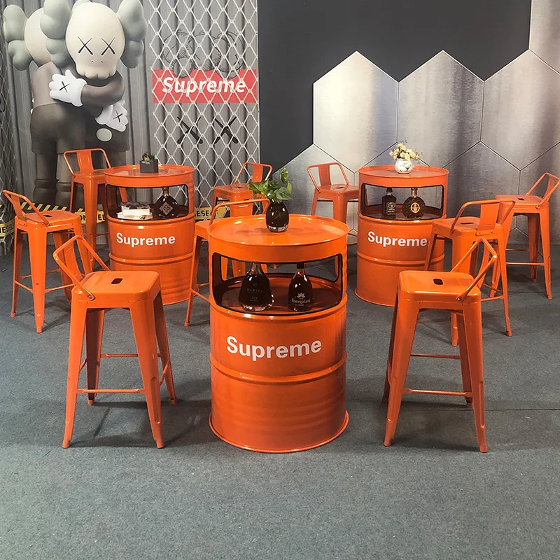 Custom design high quality cheap antique style restaurant vintage industrial frame bistro bar metal chair stool counter table