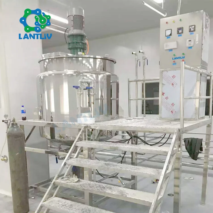 1000L Stainless Steel GMP Standard Agitator Dish Washing Liquid Mixer Homogenzing Mixing Tank For Hand Wash Products