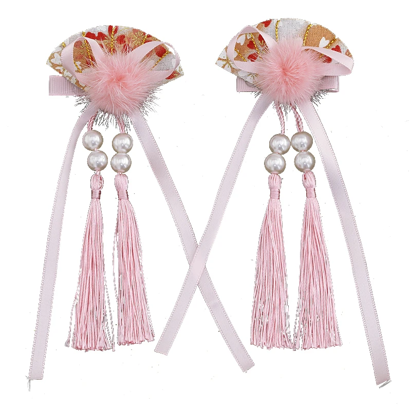 1 pair Ancient Fan Shaped Hair Clip Daily Outdoor Hairpin Decor for Hanfu Hair Accessories Cosplay Prop Women Girl Gift