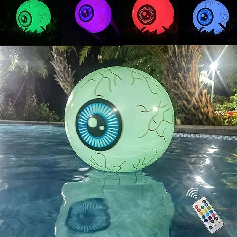 Halloween Inflatable Eyeball Lights Party Outdoor For Yard Lawn Pool Remote Control LED Eyeball Color Party Courtyard Bar Decor