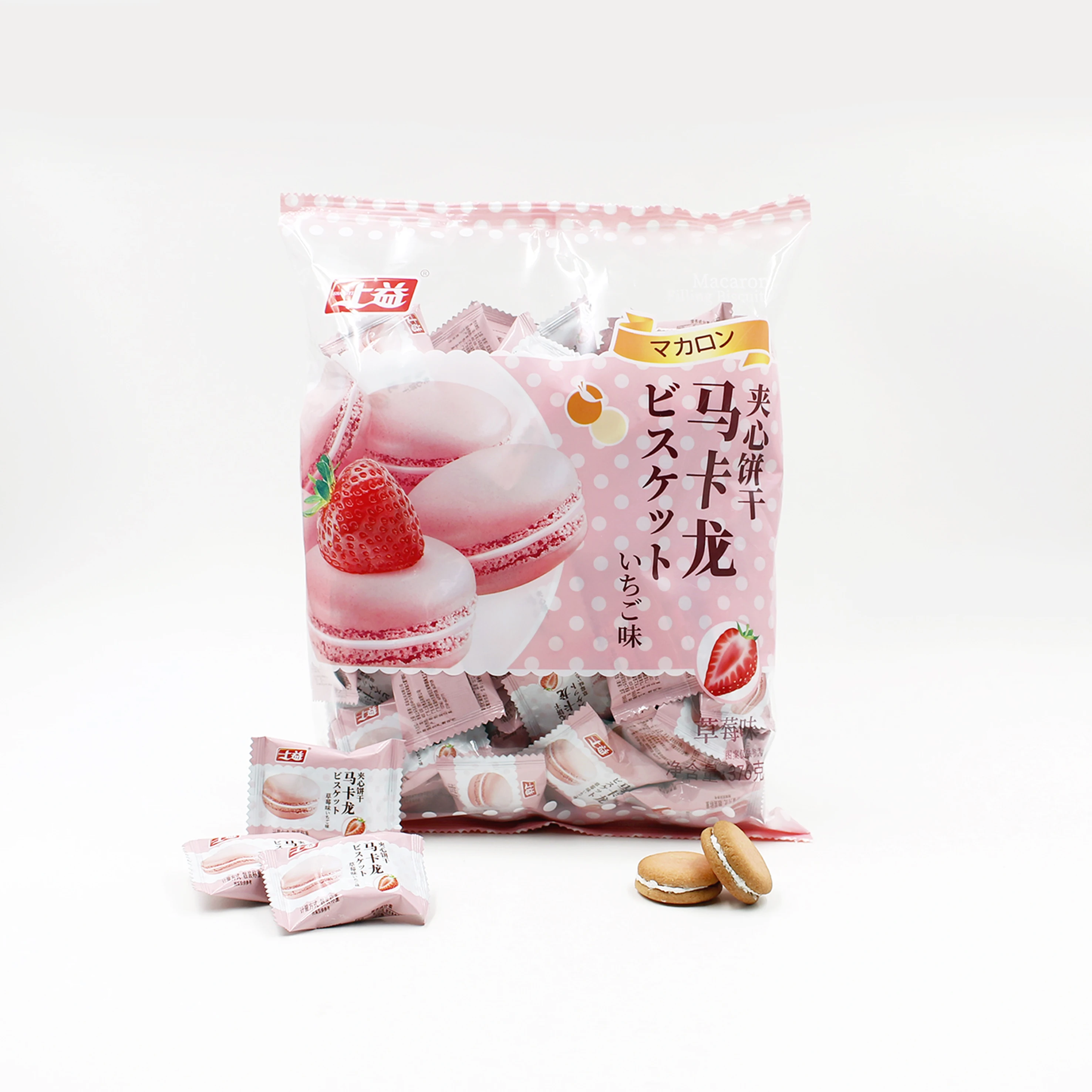 2023 popular 376g mini cream filling macaroon sandwich biscuits and cookies biscuits packaging