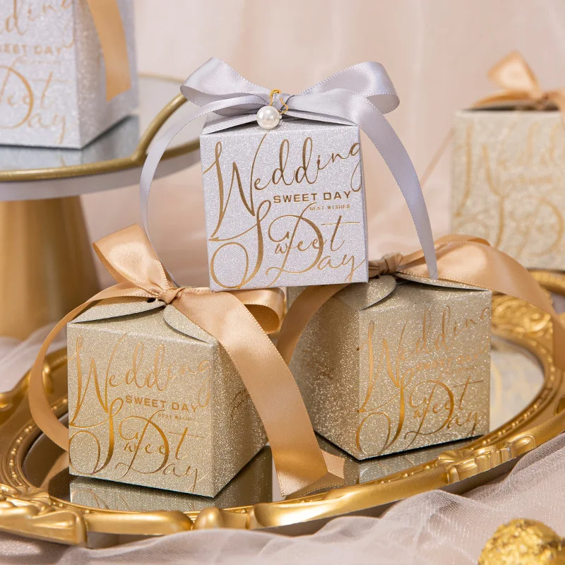 Luxury Kraft Paper Sweet Candy Boxes with Ribbons for Wedding Parties and Gifts UV Advantage for Candles and Perfumes