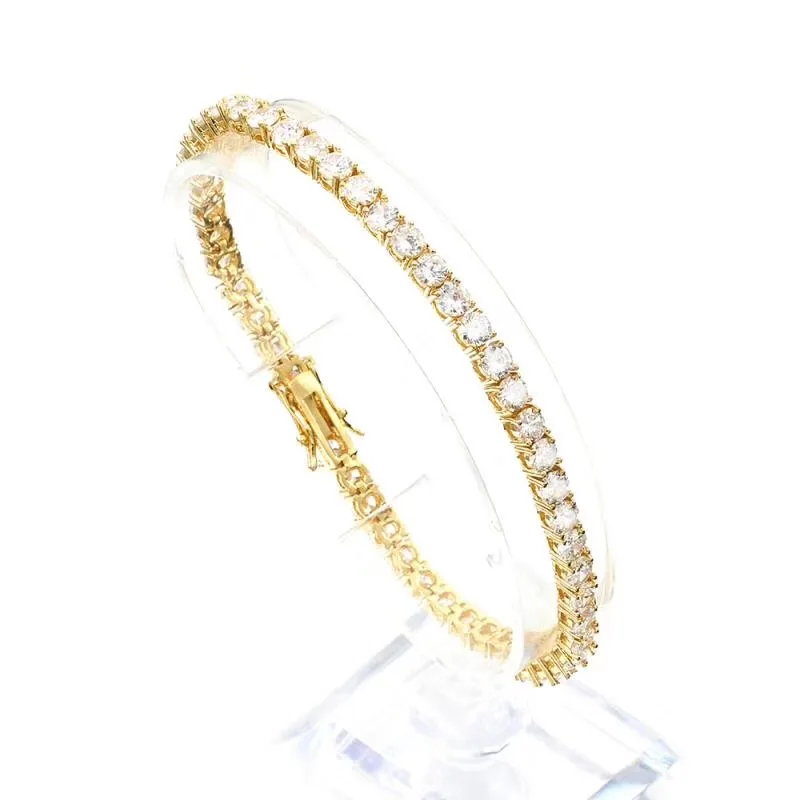 925 sterling silver jewelry 18k white gold plated 4mm zirconia tennis bracelet wholesale