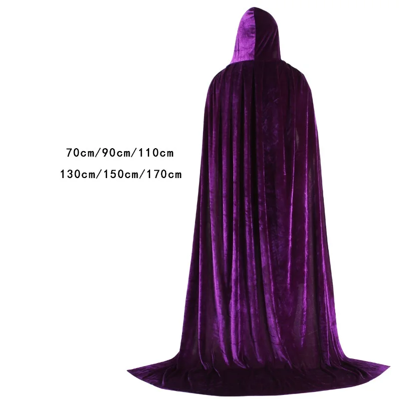 Wholesale Death Cape Ghost Hooded Velvet long Cloak Gothic Costume Big Black Cloak wizard Cosplay costume