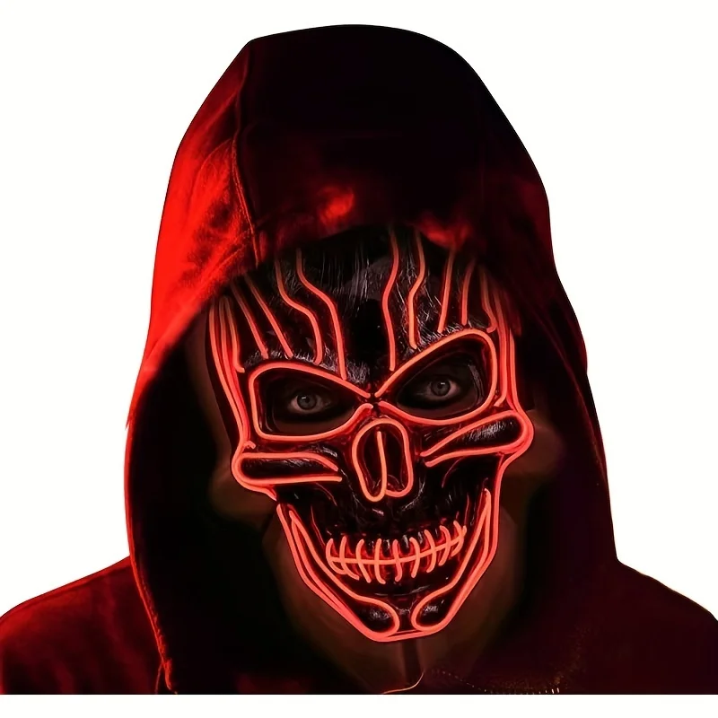 Halloween Cosplay Raves and Parties El Wire  LED Skull Full Face Mask