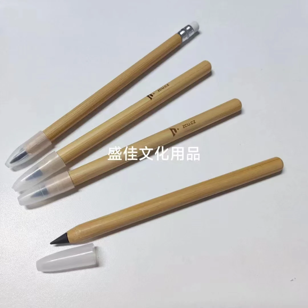 Бамбуковый карандаш с логотипом на заказ, карандаш без чернил, вечный карандаш