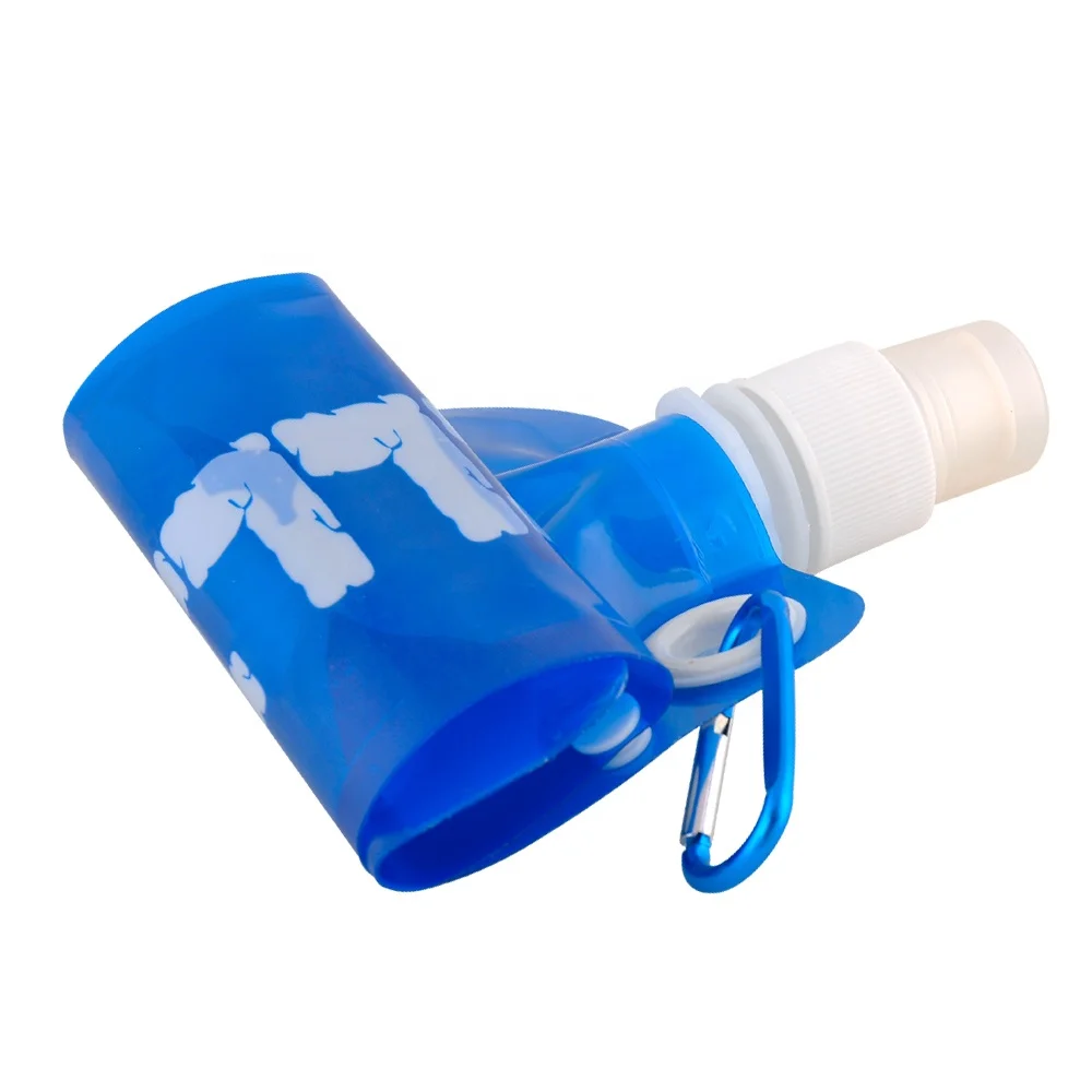 Free Sample 500ML Foldable Plastic Water Bottle Bag Durable Custom Printing Collapsible Eco Friendly Bottle
