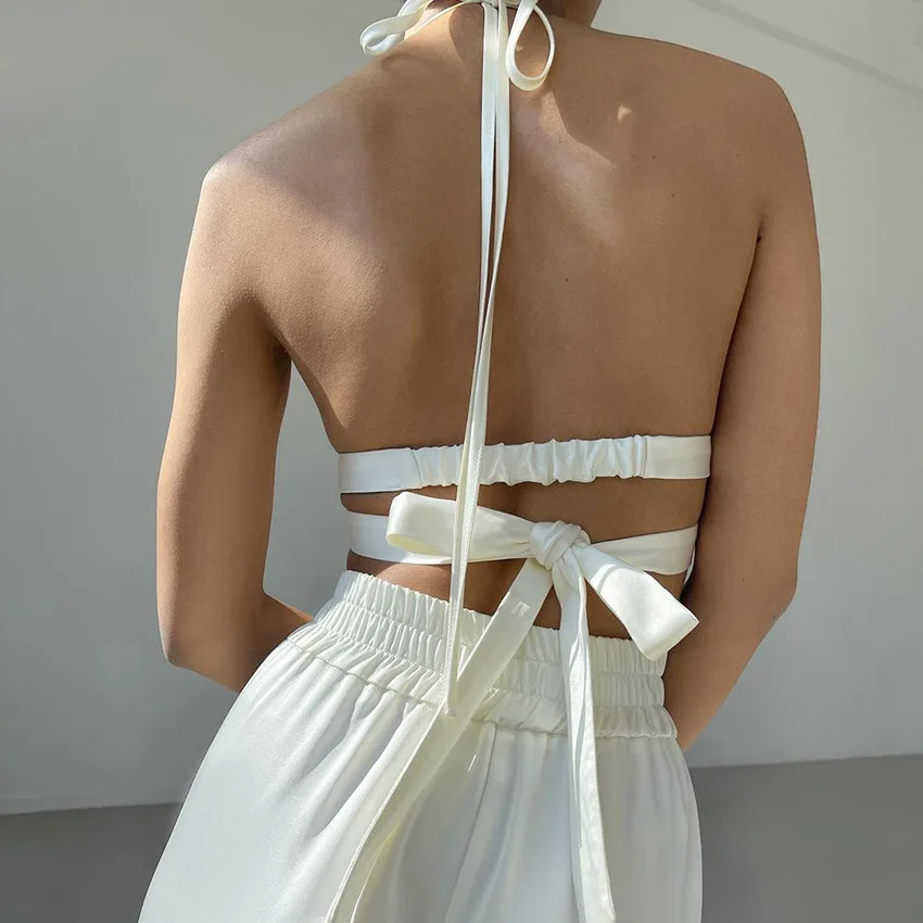 KTZ9939 2022 Fashion Chic Female 3 Piece Sets Women Satin Blazer Suit +Vest Top +Wide Leg Pants Set Y2k Sexy Three Piece Set