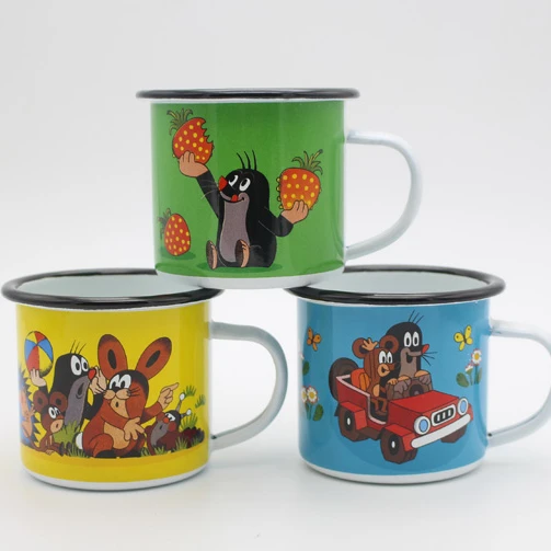 14oz white vintage blank camping enamel mugs sets