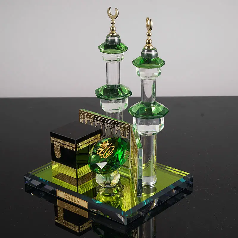 Crystal Kabba Makkah Mecca Clock Religious Model K9 Crystal Clear Crystal Souvenir