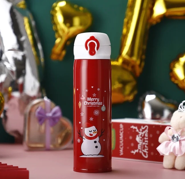 Double walled vacuum thermos flask Bounce with the cup 304 stainless steel mug fashion hand cup cupping cup one button open