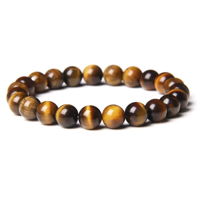 16 Colors Beautiful Natura Brown Purple Pink Blue Tiger Eye Gemstone Beaded Stretchy Bracelet for Men Women Gift