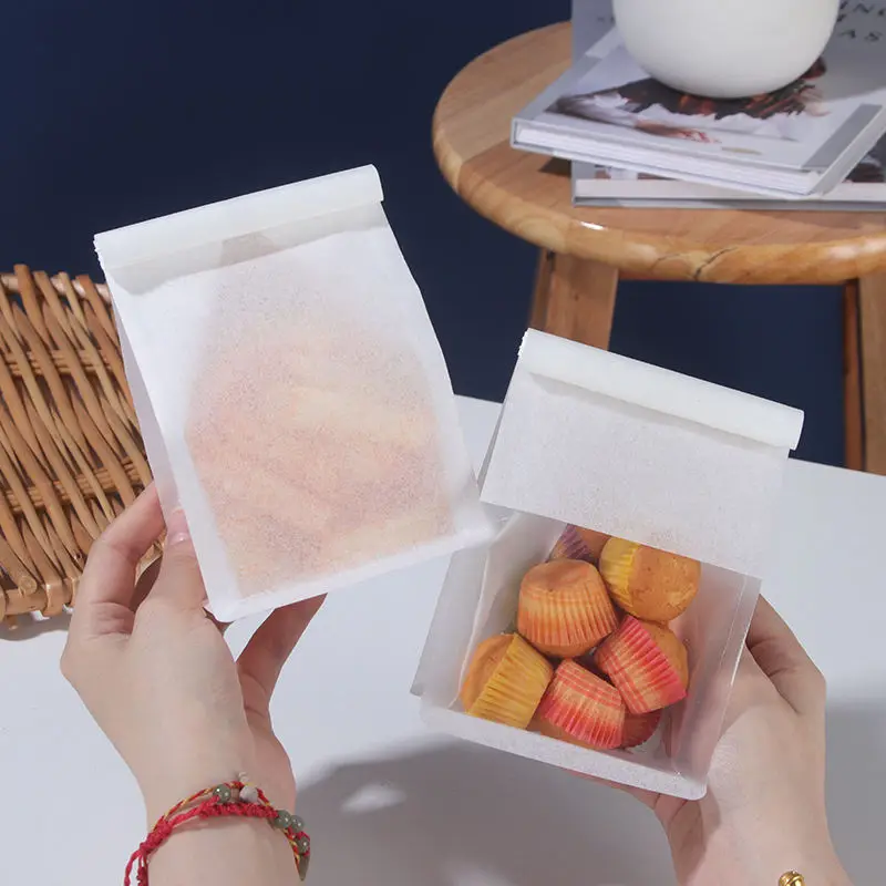 Factory Manufacturer Bakery Food Printed white Kraft Bread Packaging Paper Bags With Plastic Window