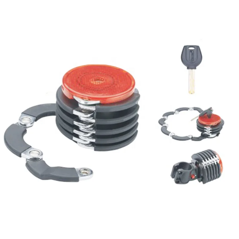 Brand New Bike Chain Lock With hazard light, Hamburger Shaped Heavy Duty Anti-Theft Bicycle Foldable Lock