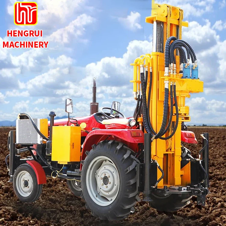 tractor water well drilling rig use air compressor rock drilling