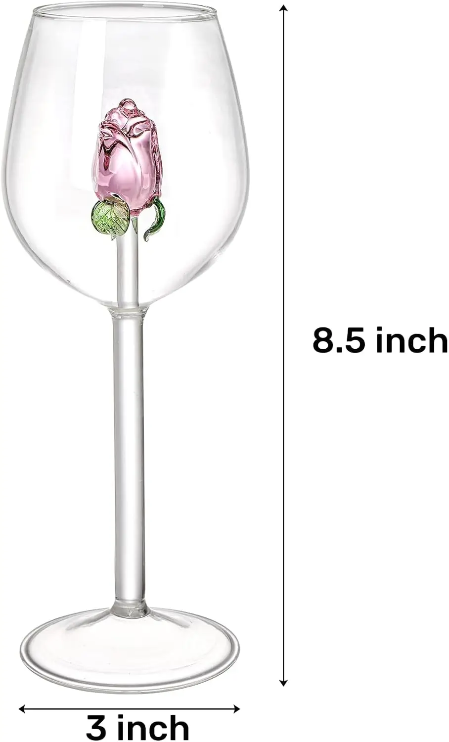 Crystal Champagne Flutes Red Wine Glass Unique Flower Wine Goblet Cocktail Glasses Rose Wine Glass with Rose Inside