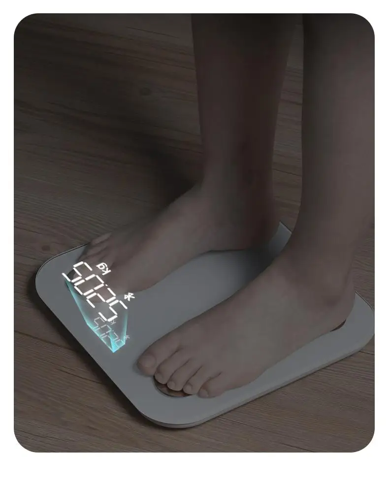 Smart Digital Body Weight Analyzer Scale LED Display Bluetooth Connectivity 8 Electrodes Fat Composition Detection Personal Use