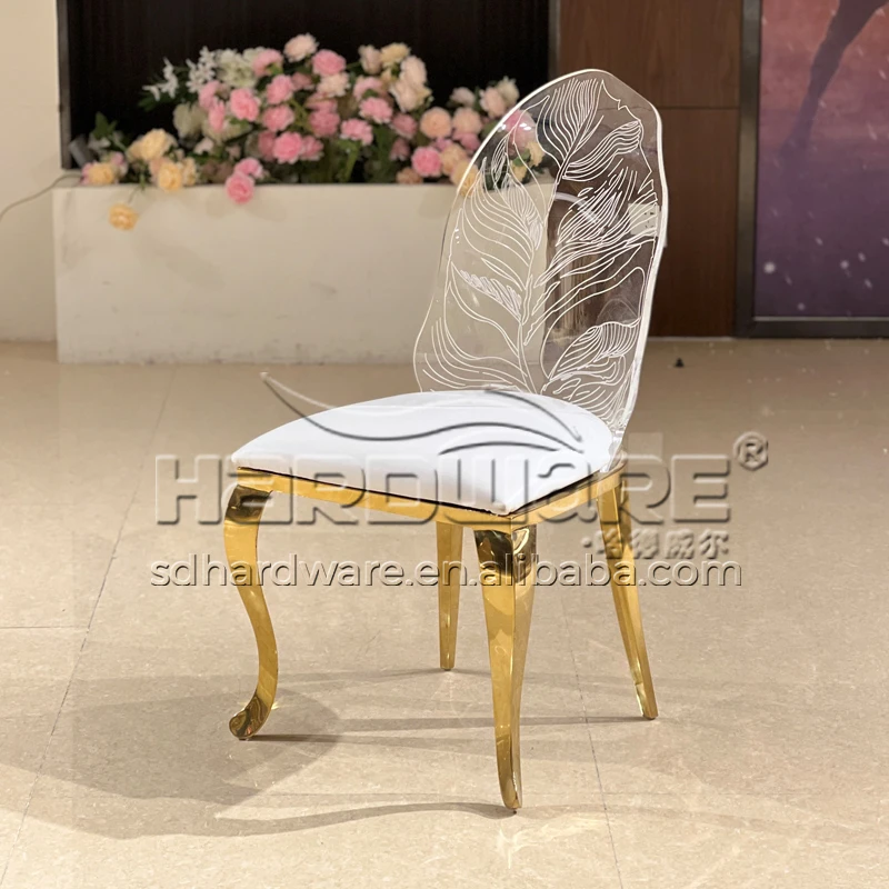 Remote Control 16 Colors Led Illuminated Wedding Gold Acrylic Chair