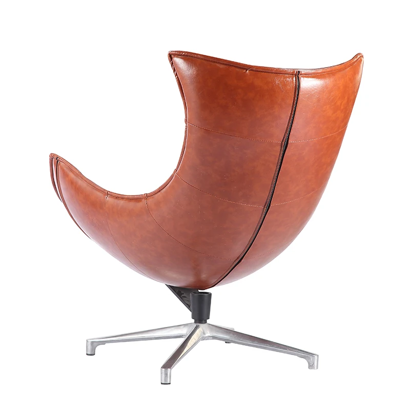 Modern Living Room Furniture Lobster Lounge Chair Brown Leather Leisure Swivel Chair