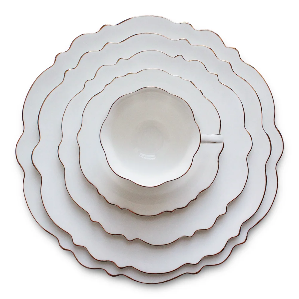 Irregular disc none printed style on glaze decoration in glaze decoration  24 k Heraeus decal paper customized logo