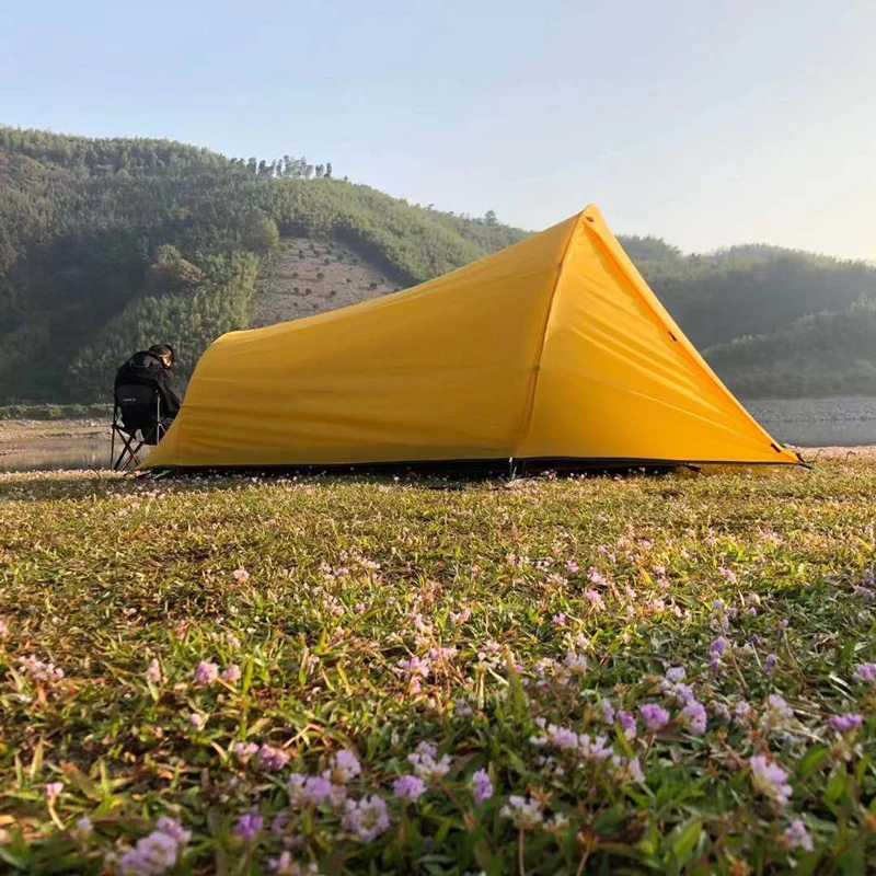 MountainCattle Ultralight 2 Person Outdoor Camping Tent Tunnel Type Rainstorm Prevention Tent