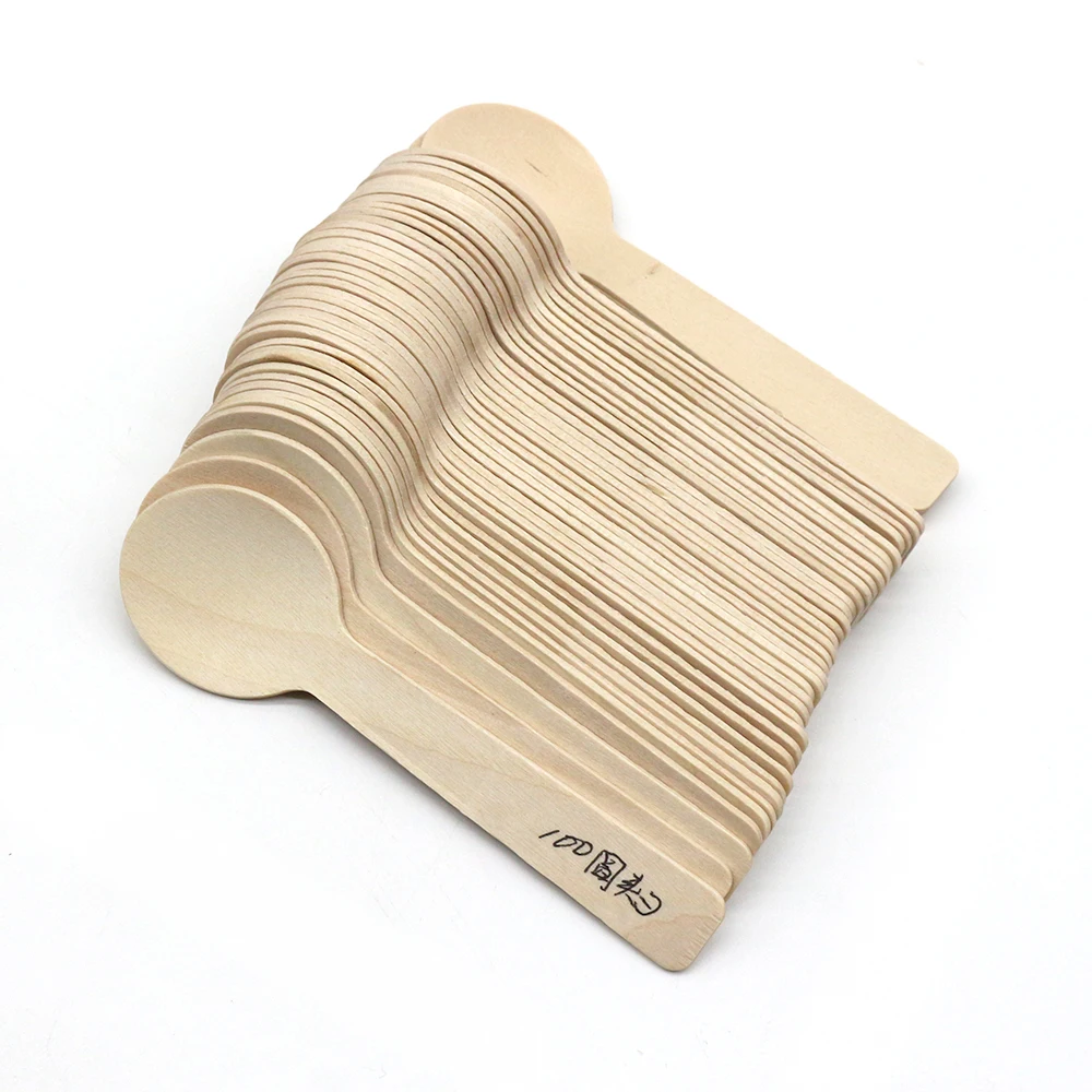 100mm Round Small Tea Wooden Gift Tea Spoons Salts Spoons