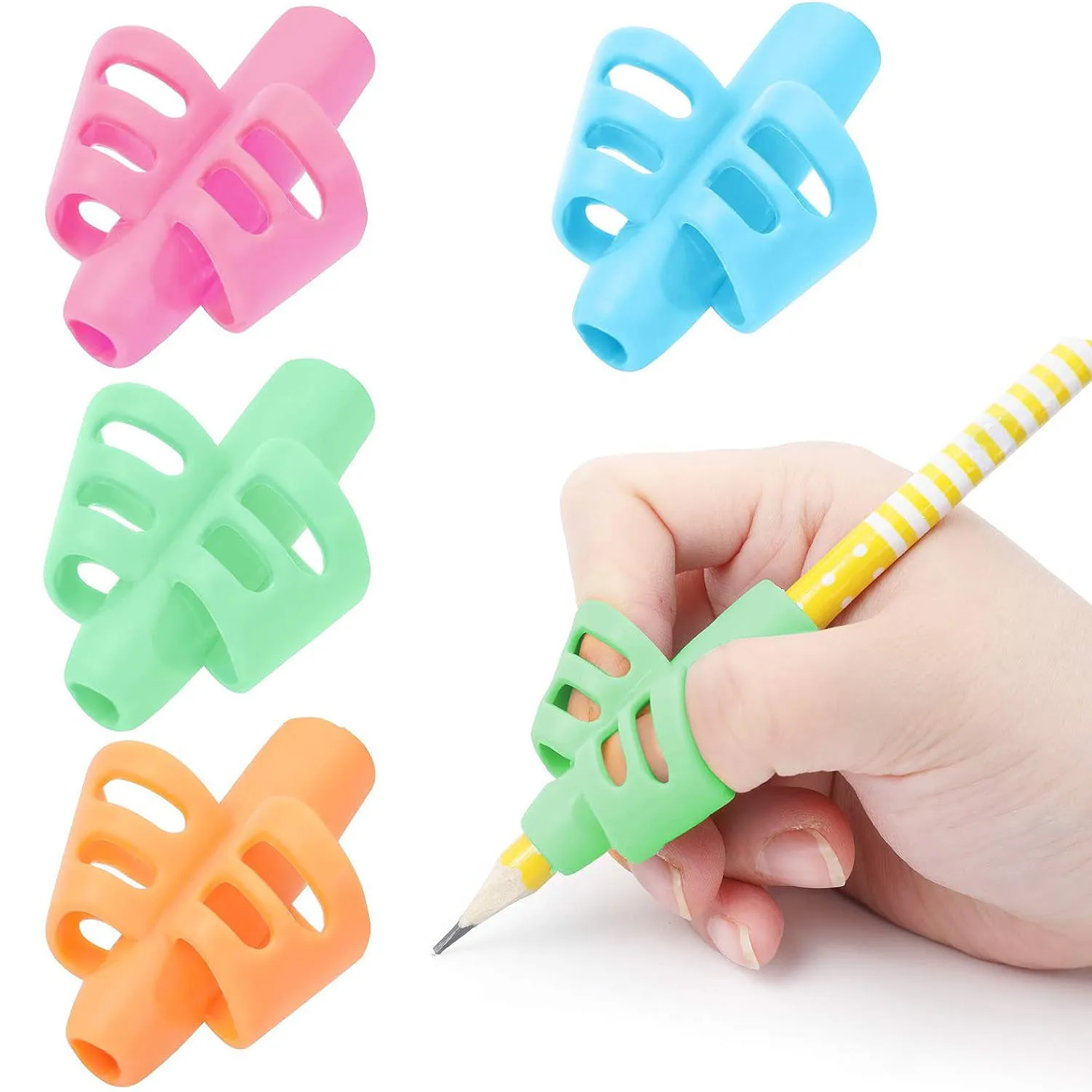 Factory Custom School Soft Silicone Pencil Grips Sets Pencil Grip Holder Gripper children Stationery Pencil Grips