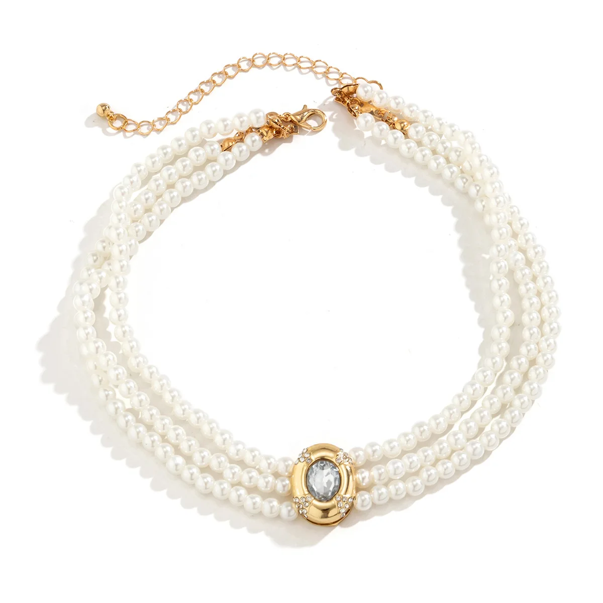 Light luxury short imitation pearl choker bracelet set turquoise beaded retro national style necklace