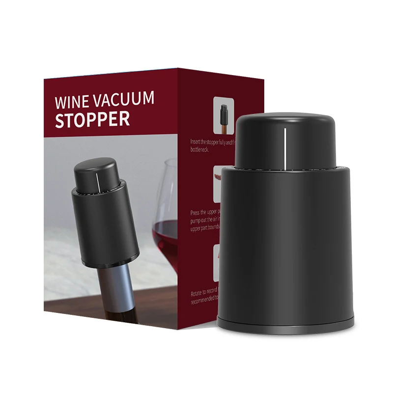 Wholesale Custom Logo 2 In 1 Silicone Stainless Steel Smart Vacuum Wine Bottle Stoppers