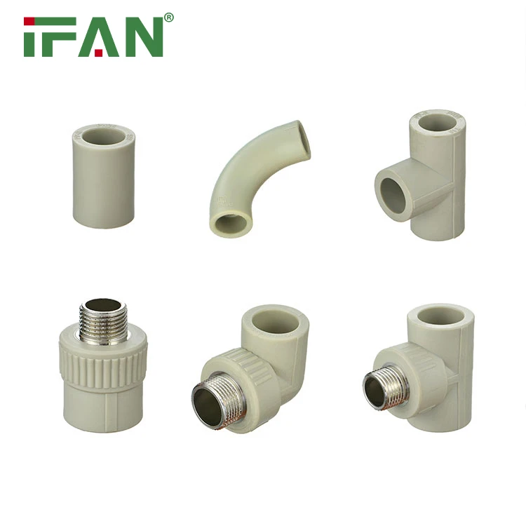 IFAN Factory Gray PPR Pipe Fitting Tube Pipe Fittings PPR Socket Elbow Cap Plug Valve Union Pipe Fittings 20-110mm