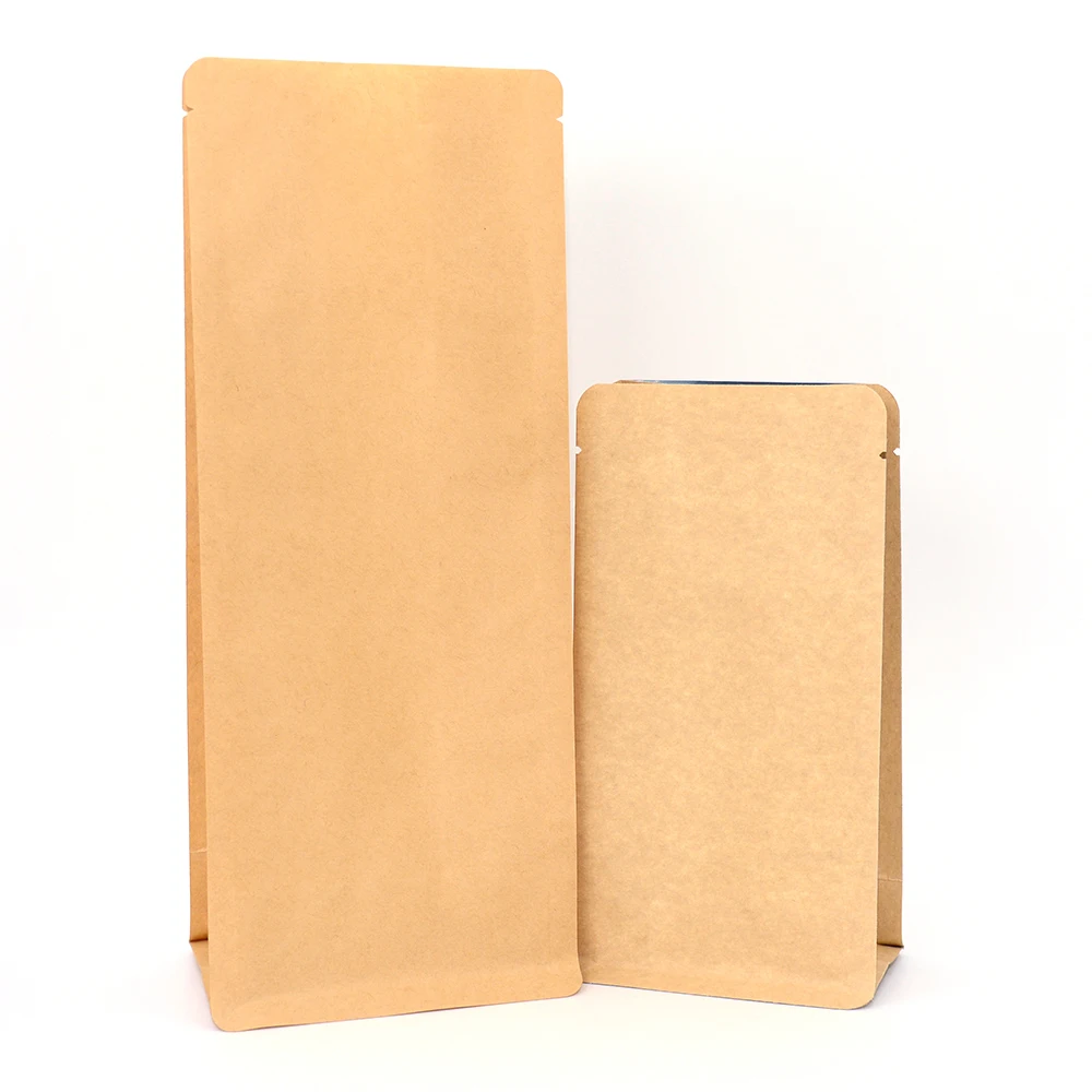 Wholesale Customization Resealable Flat Bottom Ziplock Bag Customize Logo Printing Paper Block Bottom Bags