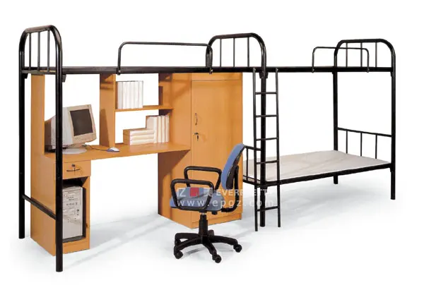 Good Quality School Dormitory Furniture Set 4-people Wardrobe Metal Frame Double Bunk Bed for Student