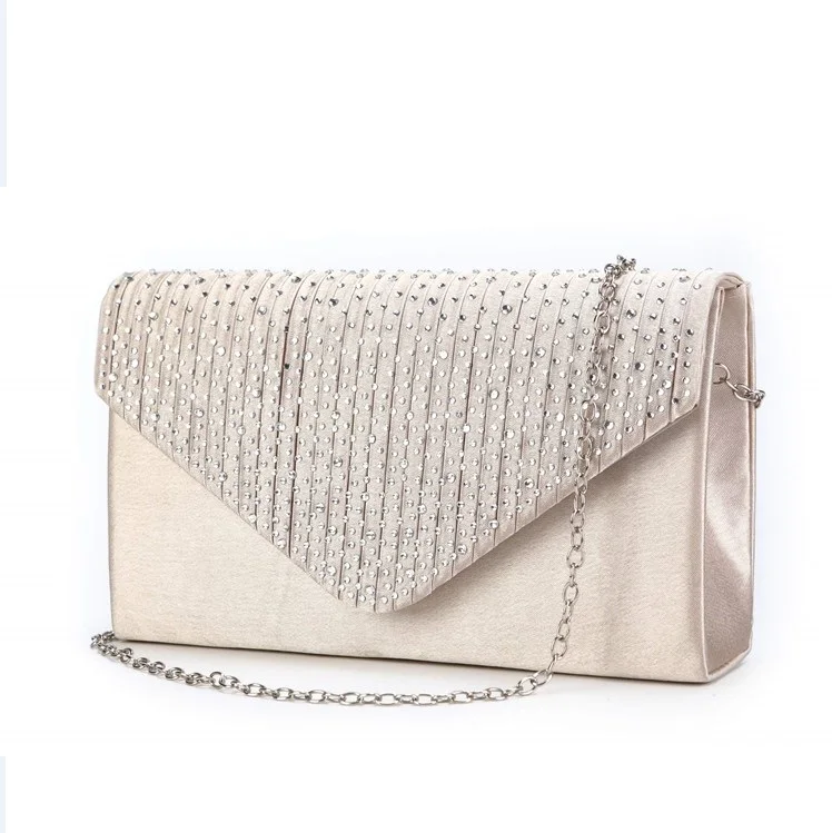 Китай, оптовая продажа, элегантный атласный вечерний клатч-конверт с бусинами для женщин