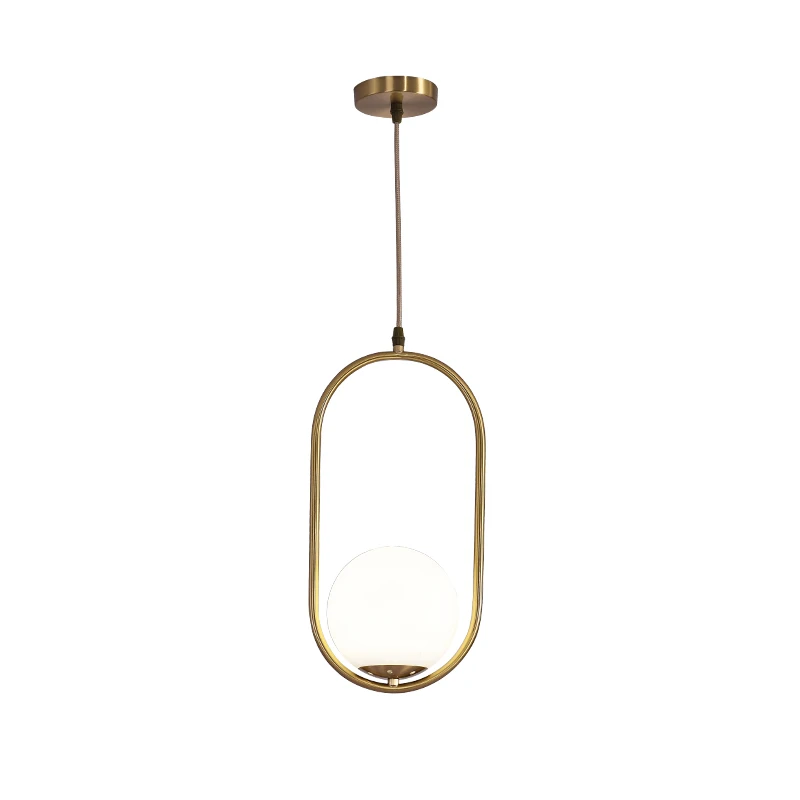 Simple and modern all-copper oval small chandelier hotel guest room bedroom restaurant decoration lamp Nodic light pendant lamps