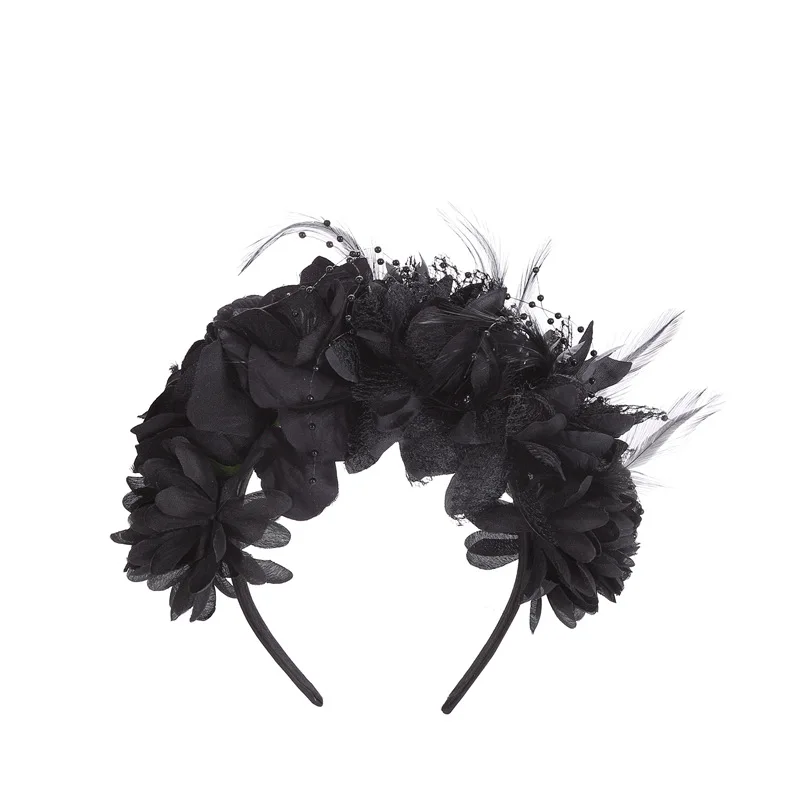 Women Mexican Rose Flower Crown Headband Day Of The Dead Halloween Headpiece Party Hair Hoop Costume Rose Flower Crown