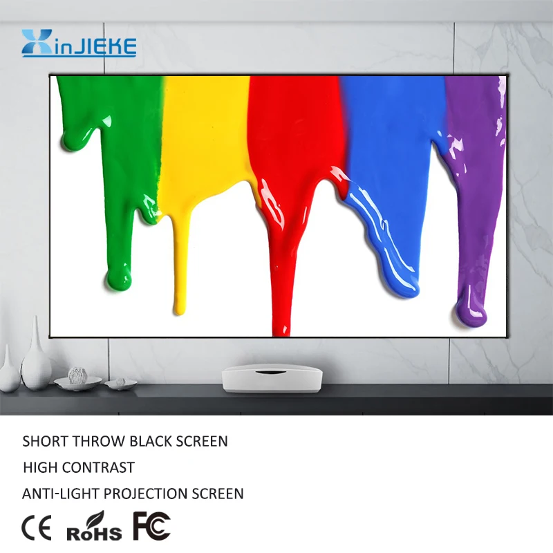 
100inch 16:9 long throw ALR home theater black diamond projector screen fixed frame projection screen 