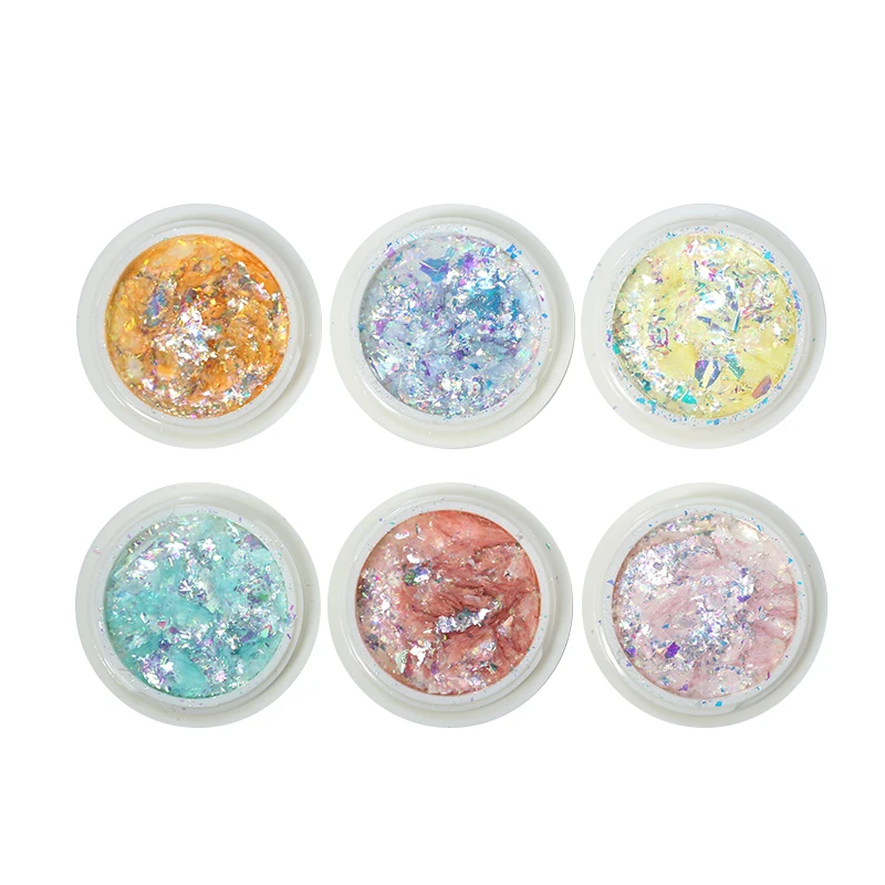 Manufacturer New Arrival 6 Colors Set Flakes Pigment Nail Art Decoration Nail Sequins Glitter Nail Powder