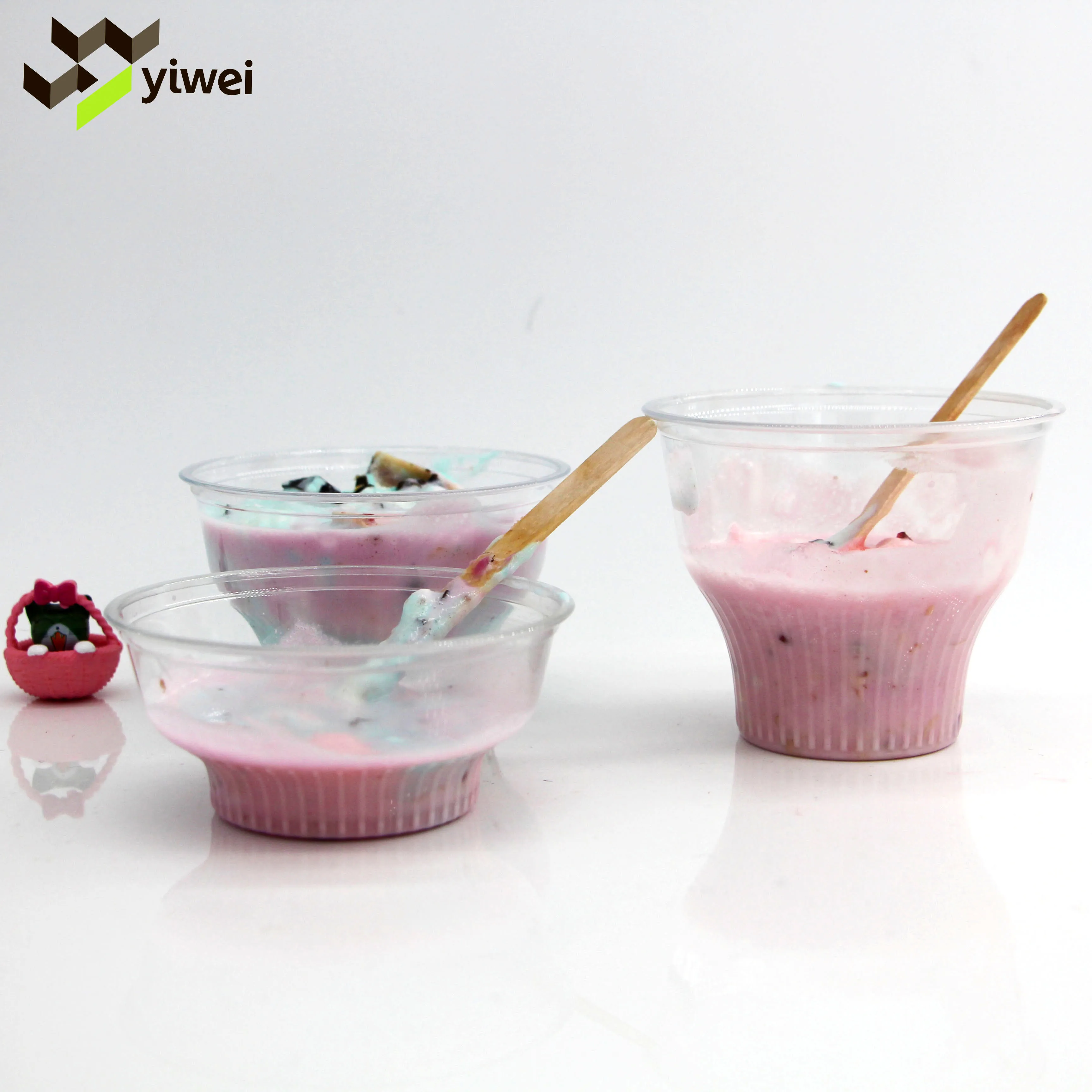 Wholesale Eco Friendly Disposable Plastic Cup Custom Transparent Ice Cream PET Cups Biodegradable for Cold Drinking