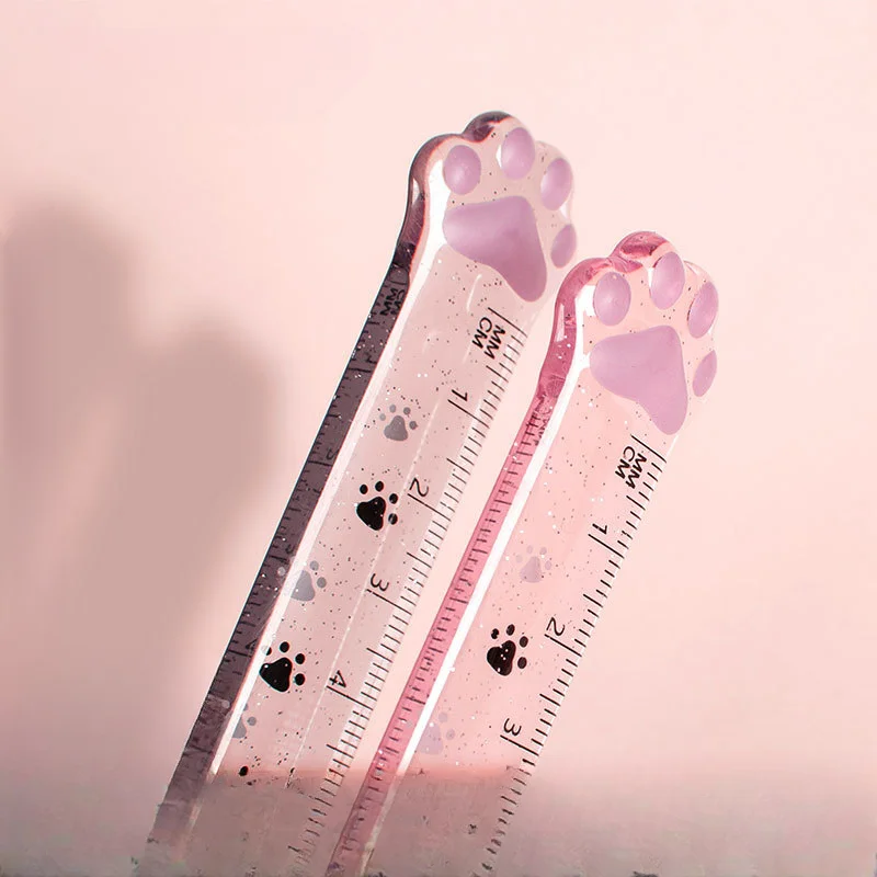 Cat claw ruler 15cm student creative stationery measuring ruler high value cat claw transparent plastic ruler spot wholesale