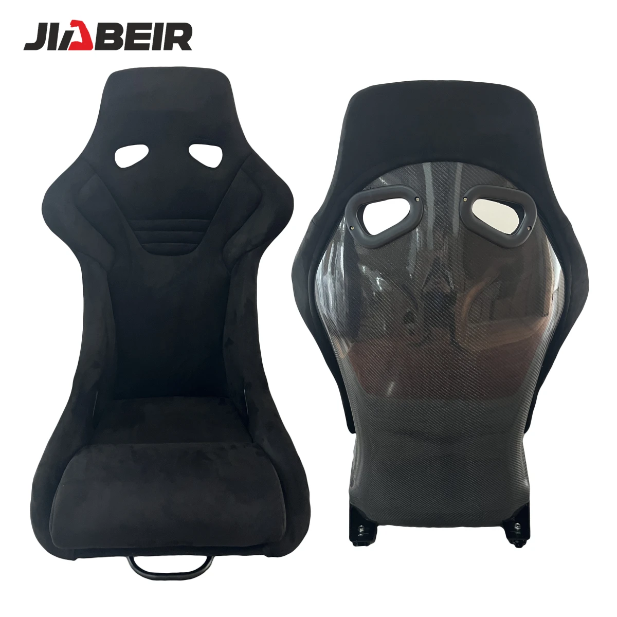 JBR9001 Black Suede Real Carbon Fiber Back Racing Car Bucket Seats