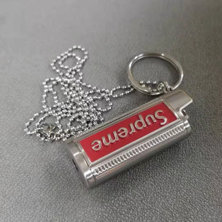 Metal Lighter Case Custom logo Necklace Pendant Chain  J3 J5 J6  cigarette case with lighter metal bic lighter case