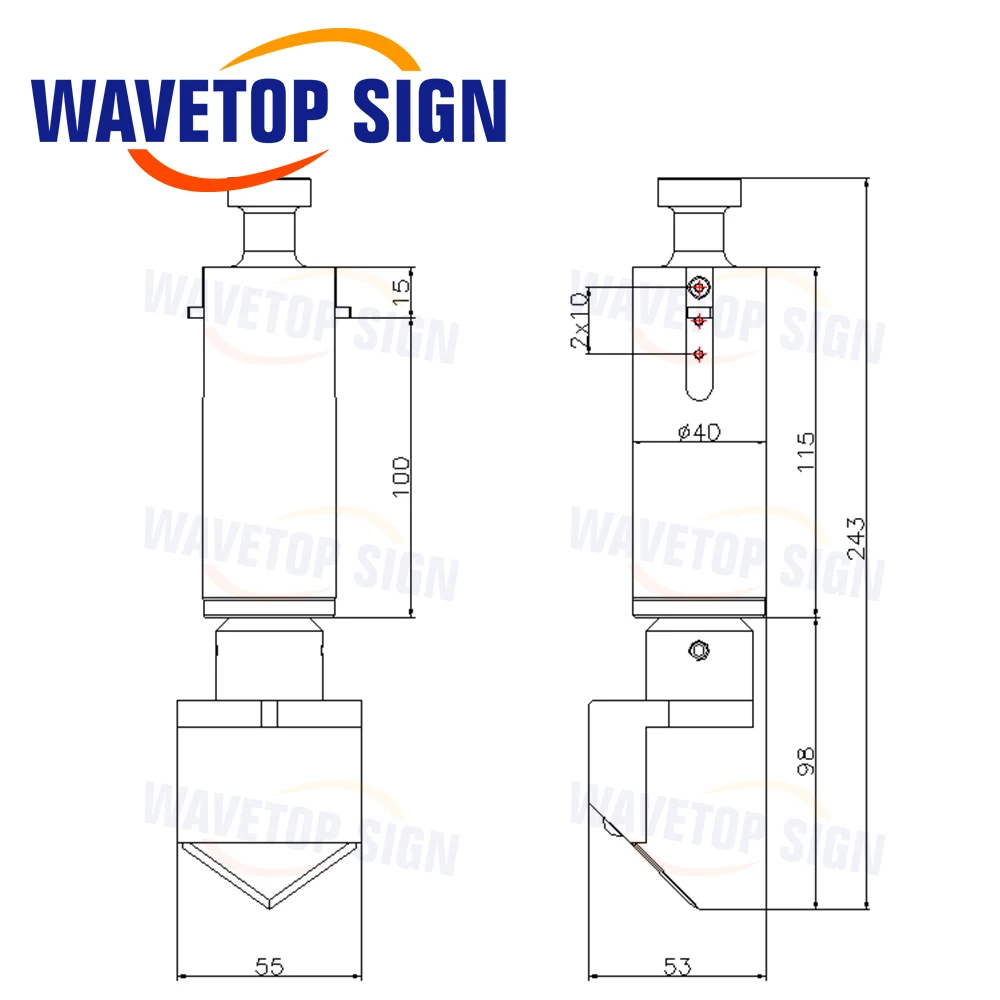 WaveTopSign CNC косообразный нож толщиной 20 мм вибрационная головка ножа для мягкого стекла ПВХ сотовая доска KT Board
