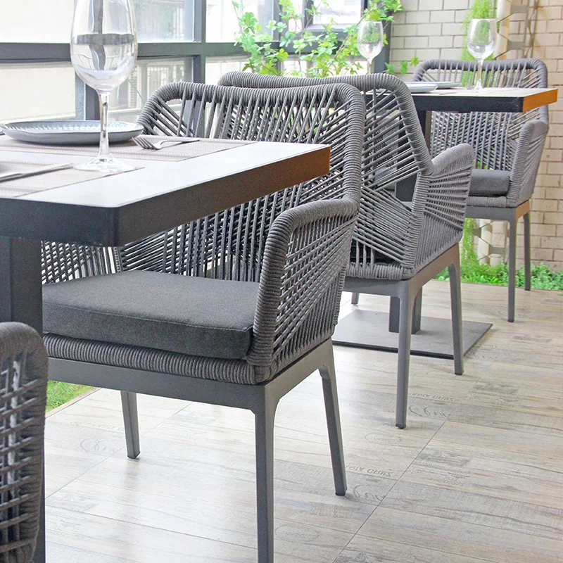 Terrace Outdoor Restaurant Patio Garden Set Furniture Rope Woven Outdoor Dining Chair Patio Rope Chair Furniture