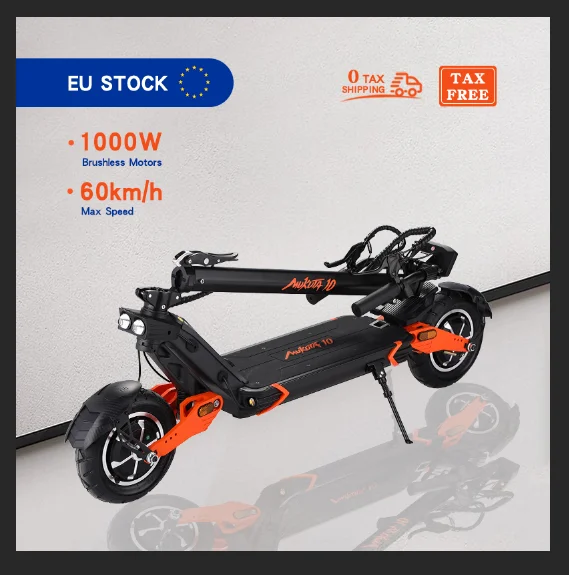 10 Inch Tire 1000W Rear Motor 52V 18.2AH Lithium Battery Long Range Adults Electric Step Scooter